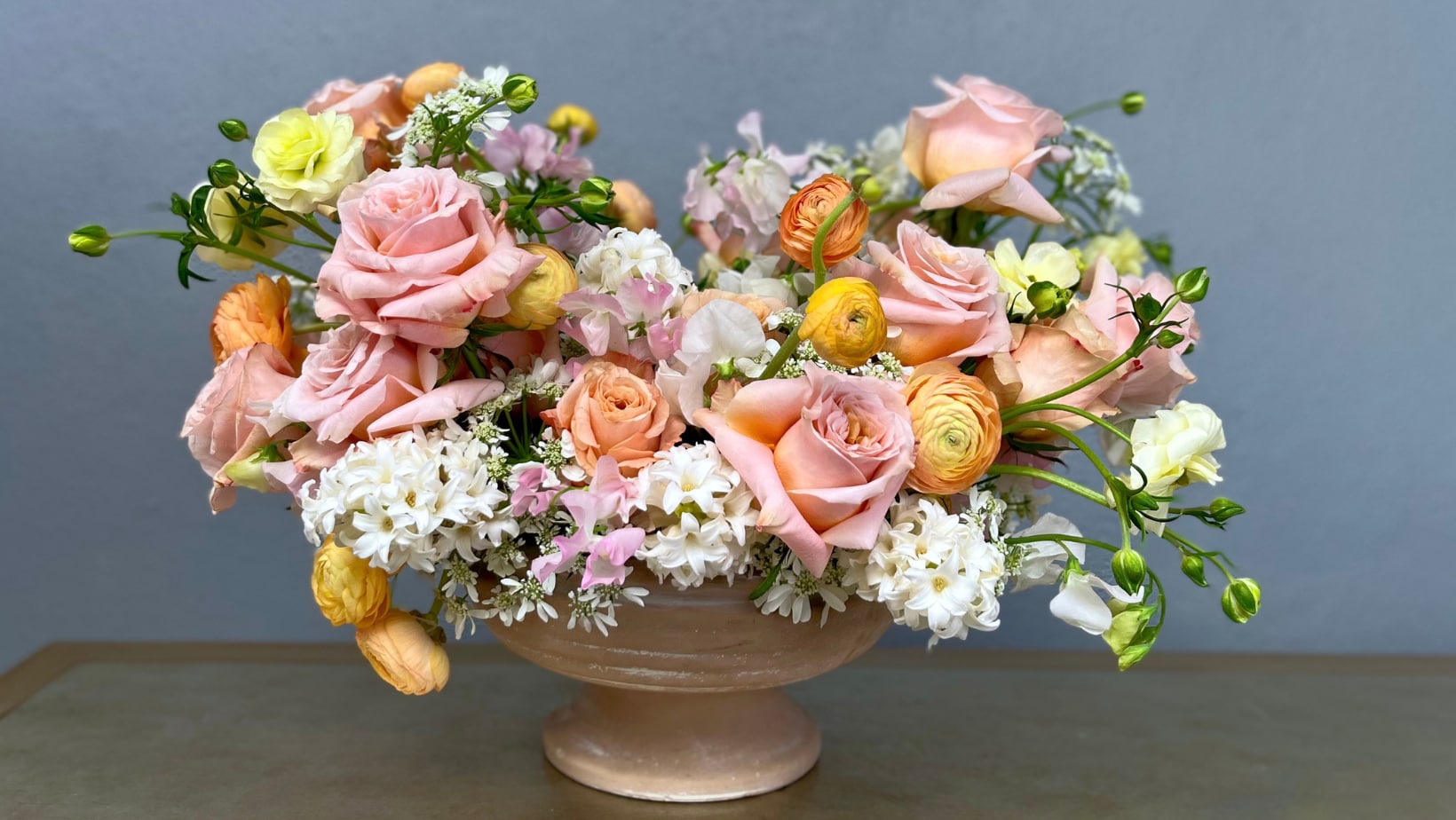 Seasonal ranunculus arrangement